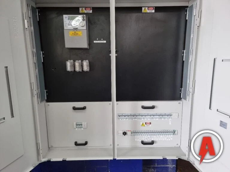 New commercial switchboard and meter enclosure after the upgrade