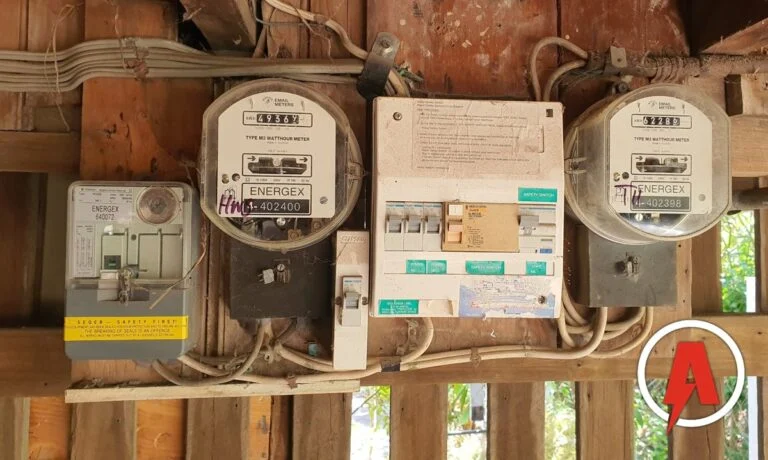 Old meter board with a single safety switch before a switchboard upgrade